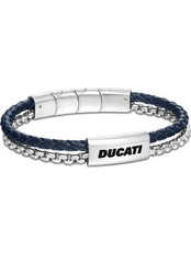 Ducati Drifter Ανδρικό Βραχιόλι Χειροπέδα από Δέρμα & Ατσάλι Ασημί DTAGB0005103