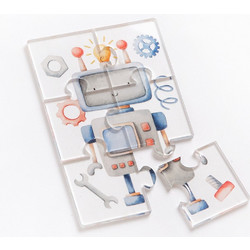 Parisis Μπομπονιέρα Βάπτισης Puzzle Ρομπότ από Plexiglass 30τμχ