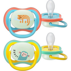 Philips Avent Ultra Air Nighttime Ανατομικές Ορθοδοντικές Πιπίλες Σιλικόνης Νυκτός 18m+ Yellow Blue 2τμχ SCF376/32
