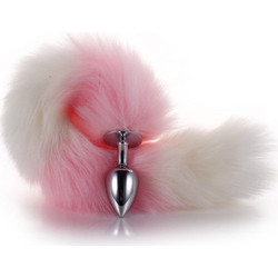 Kinksters Fluff Metal Small Πρωκτική Σφήνα Tail Plug Λευκή Ροζ
