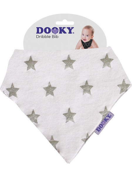 Dooky Stars Σαλιάρα Μπαντάνα από 100% Βαμβάκι με Κουμπί Λευκή