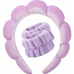 Alpha Beauty Headband & Wristband Λιλά Σετ Περικάρπια Καθαρισμού Προσώπου 3τμχ