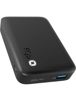 SBS BCT10000LDK Power Bank 10000mAh 10W με Θύρα USB-A & Θύρα USB-C Black