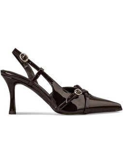 Envie Shoes Γόβες Slingback Λουστρίνι με Λεπτό Ψηλό Τακούνι Καφέ E02-22091-28