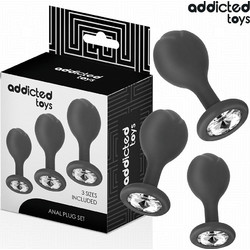 Addicted Toys Σετ Πρωκτικές Σφήνες Diamond Plugs Μαύρες 3τμχ D-242833
