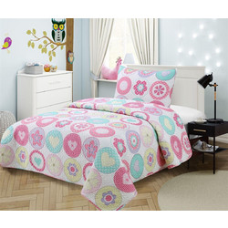 Dimcol Σετ Παιδικό Κουβερλί Μονό Microfiber με Μαξιλαροθήκη 160x220 419 Λευκό Ροζ