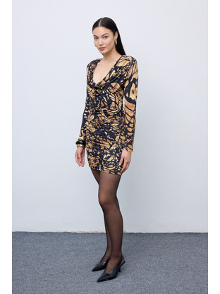 Ciel Concept Mini Φόρεμα για Γάμο / Βάπτιση Ντραπέ Μαύρο CIE-FW25-GR1005