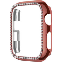 Sonique Luxury Diamond Πλαστική Θήκη Tempered Glass για Apple Watch 1 / 2 / 3 42mm Ροζ Χρυσή