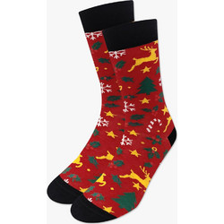NODO Christmas Patterns Χριστουγεννιάτικες Ανδρικές Κάλτσες Ψηλές Κόκκινες S16510