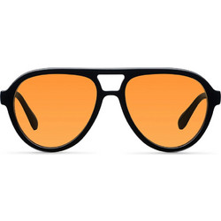 Meller Kena Ανδρικά Γυαλιά Ηλίου Aviator Κοκάλινα Μαύρα με Πορτοκαλί Φακό