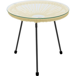 Kare Design Acapulco Στρογγυλό Τραπέζι Κήπου Μαύρο Μπεζ 50x50cm 71334