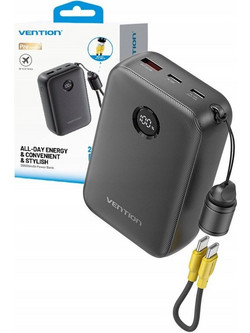 Vention FKBB0-C Power Bank 20000mAh 22.5W με Θύρα USB-A & 2 Θύρες USB-C Black
