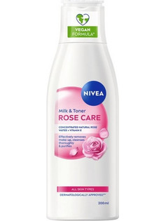 Nivea Milk & Toner Rose Care Γαλάκτωμα Ντεμακιγιάζ για Λιπαρή & Ξηρή Επιδερμίδα 200ml