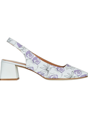 JB Martin Crayonnee Γόβες Slingback Δερμάτινες με Χοντρό Χαμηλό Τακούνι Λευκές AFJ400-1