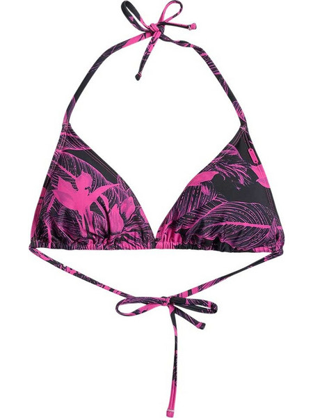 4F Bikini Top Τριγωνάκι Floral Μαύρο Φούξια 4FWSS26UBKTF089-91A