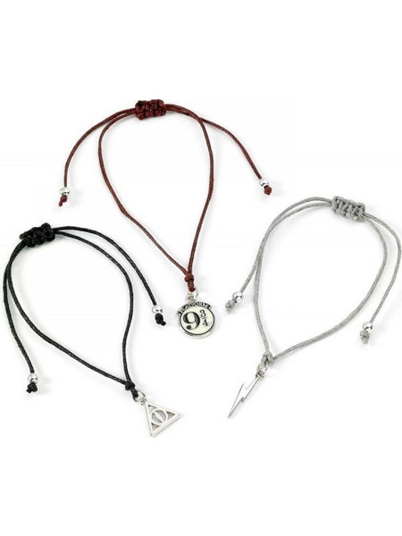 The Carat Shop Deathly Hallows Σετ Βραχιόλια από Κορδόνι Ασημί 5055583451454 3τμχ