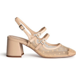 Corina Γόβες Slingback με Χοντρό Χαμηλό Τακούνι Μπεζ M6260