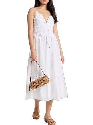 Michael Kors Midi Καλοκαιρινό Βραδινό Φόρεμα Λευκό MS683DHKLZ-100