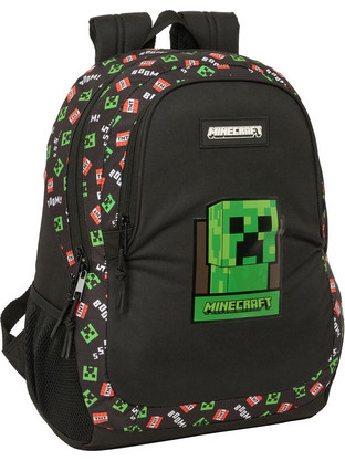 Safta Minecraft Σχολική Τσάντα Πλάτης Δημοτικού Μαύρη 612647665
