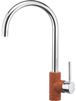Sanitec Doppio Granite Terracota Μπαταρία Κουζίνας Πάγκου Διπλής Παροχής Ανάμεικτη Κόκκινη