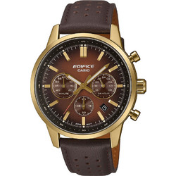 Casio Edifice Ανδρικό Ρολόι Χρονογράφος με Καφέ Δερμάτινο Λουράκι EFR-575CL-5AEF
