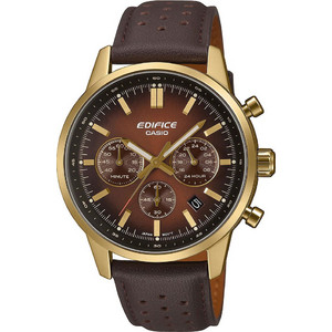 Casio Edifice Ανδρικό Ρολόι Χρονογράφος με Καφέ Δερμάτινο Λουράκι EFR-575CL-5AEF
