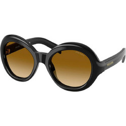 Prada PR08SU 16K10X Γυναικεία Γυαλιά Ηλίου Στρογγυλά Κοκάλινα Μαύρα με Καφέ Φακό