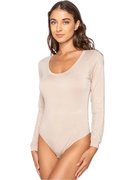 Luna Touch Comfort Μακρυμάνικο Γυναικείο Κορμάκι String Μπεζ 84594