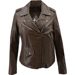 Leather 100 Γυναικείο Μπουφάν Χειμωνιάτικο Δερμάτινο Κοντό Σοκολατί 08-W-5576-5505