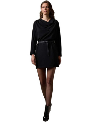 Enzzo Colin Mini Βραδινό Φόρεμα Ντραπέ Μαύρο 252493