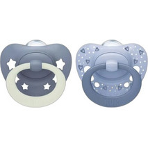 Nuk First Choice Classic Day & Night Ορθοδοντικές Πιπίλες Σιλικόνης Νυκτός 18-36m Γαλάζια Μπλε 2τμχ