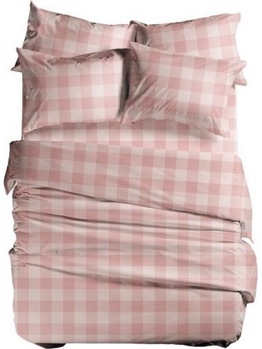 Nef-Nef Σεντόνι Υπέρδιπλο Βαμβακερό 240x270 Basic Plaid Pink