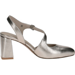 Caprice Γόβες Slingback Δερμάτινες με Χοντρό Ψηλό Τακούνι Ασημί 9-29600-44-341