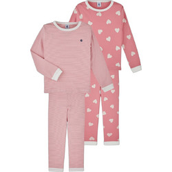 Petit Bateau Σετ Παιδικές Πιτζάμες Βαμβακερές Χειμωνιάτικες Ροζ A0FQ1-00-C