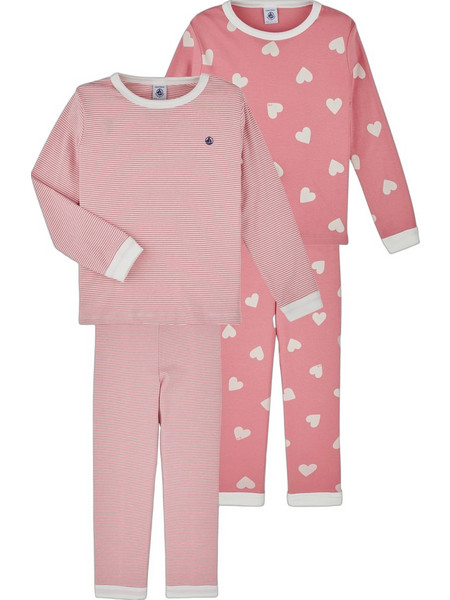 Petit Bateau Σετ Παιδικές Πιτζάμες Βαμβακερές Χειμωνιάτικες Ροζ A0FQ1-00-C