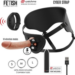 Fetish Submissive Cyber Harness Strap On με Dildo 17.5cm & Δόνηση Flesh