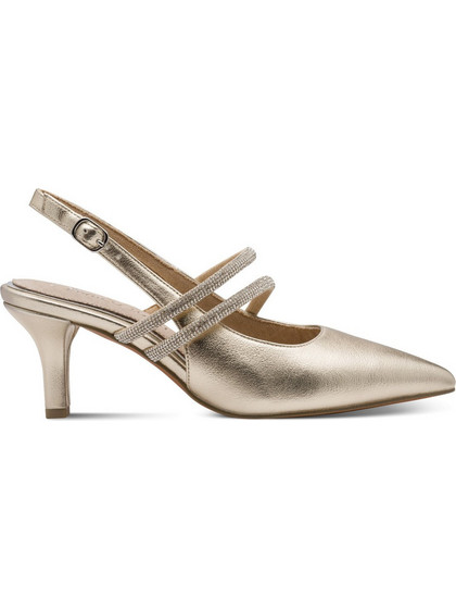 Marco Tozzi Γόβες Slingback Δερμάτινες με Τακούνι Στιλέτο με Στρας Χρυσές 2-89604-46-940