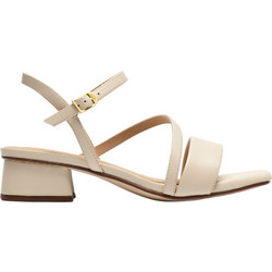 Clarks Serina35 Γυναικεία Πέδιλα Δερμάτινα Μπεζ με Χοντρό Χαμηλό Τακούνι 26186118