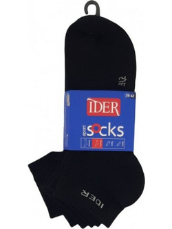 Ider Fleece Ανδρικές Κάλτσες Κοντές Μαύρες 3Pack 2138
