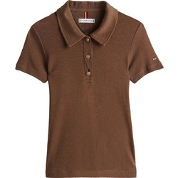 Tommy Hilfiger Γυναικεία Μπλούζα Polo Κοντομάνικη Σοκολατί WW0WW44446-GWD