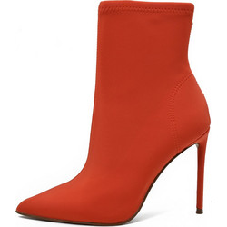 Steve Madden Γυναικεία Μποτάκια Αστραγάλου Δερμάτινα Πορτοκαλί με Λεπτό Ψηλό Τακούνι SM11002089-04004-809