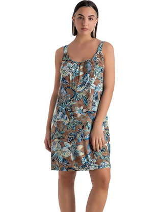 Rachel Mini Καλοκαιρινό Καθημερινό Φόρεμα Floral Μεταξωτό Καφέ 13685-3301