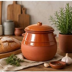 Alpina Terracota Πυρίμαχη Κεραμική Γάστρα Στρογγυλή με Καπάκι 30cm 8lt 029.12971