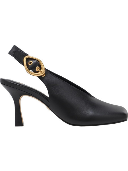 Carrano Γόβες Slingback Δερμάτινες με Λεπτό Χαμηλό Τακούνι Μαύρες 761007-FACL01