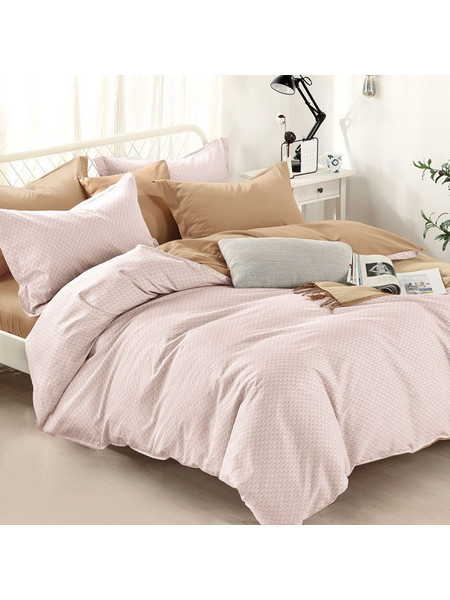 Homeline Σετ Σεντόνια Υπέρδιπλα Βαμβακερά 230x260 1342 Μπεζ Ροζ