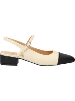 Andres Machado Γόβες Slingback Δερμάτινες με Χοντρό Χαμηλό Τακούνι Λευκές 6061-15