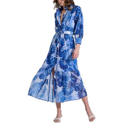 Bill Cost Midi Βραδινό Φόρεμα Floral Σεμιζιέ Μπλε 10-342488-0