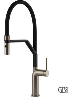 Gessi Stelo 60315-149 Μπαταρία Κουζίνας Πάγκου Διπλής Παροχής Ανάμεικτη με Εύκαμπτο Ρουξούνι Inox