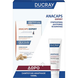 Ducray Anacaps Expert Σετ Σαμπουάν 100ml & Συμπλήρωμα Διατροφής 90 Κάψουλες κατά της Τριχόπτωσης 2τμχ