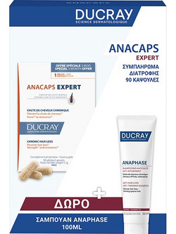 Ducray Anacaps Expert Σετ Σαμπουάν 100ml & Συμπλήρωμα Διατροφής 90 Κάψουλες κατά της Τριχόπτωσης 2τμχ